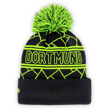 Preview: Borussia Dortmund BVB New Era Bommelmütze Neon Neongelb-Grau