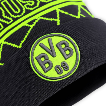 Preview: Borussia Dortmund BVB New Era Bommelmütze Neon Neongelb-Grau