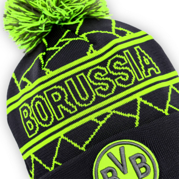 Preview: Borussia Dortmund BVB New Era Bommelmütze Neon Neongelb-Grau