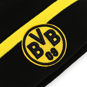 Preview: Borussia Dortmund BVB New Era Beanie Schwarz mit gelbem Streifen
