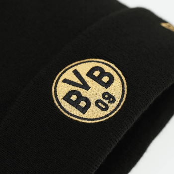 Preview: Borussia Dortmund BVB New Era Beanie Gold Schwarz mit Logo