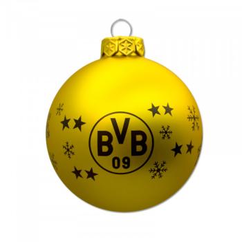 Preview: Borussia Dortmund BVB Christbaumkugeln 4er-Set Gold Glas 7,5 cm