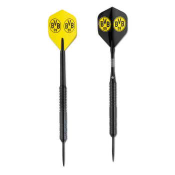 Preview: Borussia Dortmund BVB Steel-Dartpfeile 3er-Set 18 g mit 6 Flights und Box