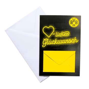 Preview: Borussia Dortmund BVB Geldscheinkarte Glückwunsch schwarz-gelb