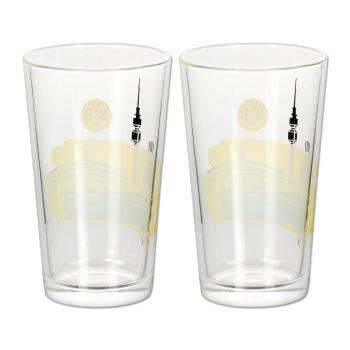 Preview: Borussia Dortmund BVB Wasserglas Skyline 2er Set 200 ml