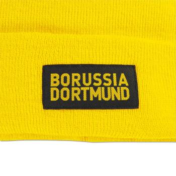 Preview: Borussia Dortmund BVB Beanie Gelb mit Box-Logo 100 % Polyacryl