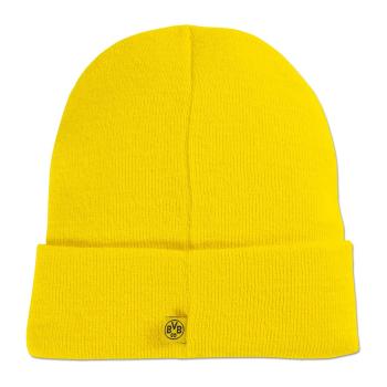 Preview: Borussia Dortmund BVB Beanie Gelb mit Box-Logo 100 % Polyacryl