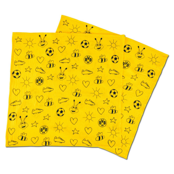 Preview: Borussia Dortmund BVB Baby-Geschenkset EMMA Greifling + 2 Musselintücher