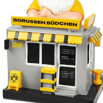 Preview: Borussia Dortmund BVB Gartenzwerg Kiosk Borussen Büdchen 22,5 cm