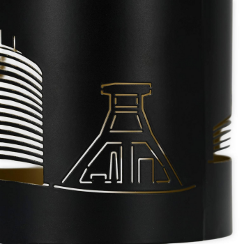 Preview: Borussia Dortmund BVB Windlicht Skyline Schwarz 10 cm mit Logo