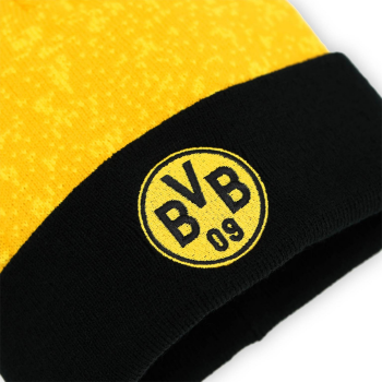 Preview: Borussia Dortmund BVB Bommelmütze Logo Gelb-Schwarz