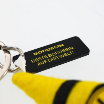 Preview: Borussia Dortmund BVB Wichtel-Schlüsselanhänger Borussin Schwarz-Gelb