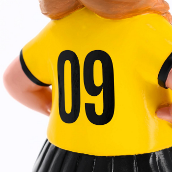 Preview: Borussia Dortmund BVB Gartenzwergin mit Fußball 27 cm Polyresin