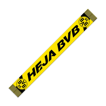 Preview: Borussia Dortmund BVB Fanschal HEJA BVB GOTS Bio-Baumwolle Schwarz-Gelb