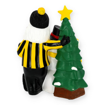 Preview: Borussia Dortmund BVB Gartenzwerg Weihnachten mit Schneemann Polyresin
