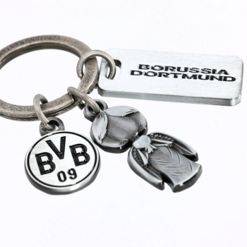 Preview: Borussia Dortmund BVB Schlüsselanhänger Schutzengel mit 3 Charms Metall