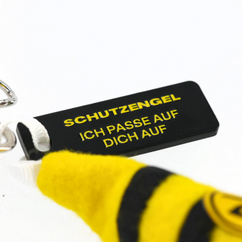 Preview: Borussia Dortmund BVB Wichtel-Schlüsselanhänger Schutzengel Schwarz-Gelb