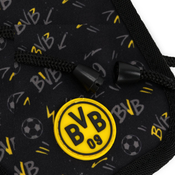 Preview: Borussia Dortmund BVB Kinder-Umhängegeldbeutel AOP Schwarz 12,5 cm