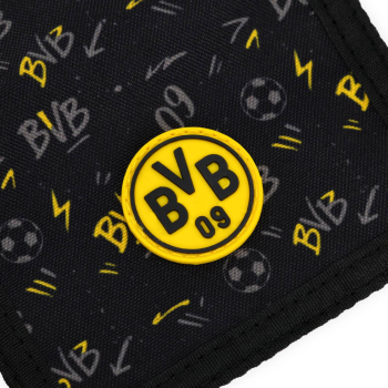Preview: Borussia Dortmund BVB Kinder-Geldbeutel AOP Schwarz 12,5 x 10 cm