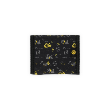 Preview: Borussia Dortmund BVB Kinder-Geldbeutel AOP Schwarz 12,5 x 10 cm