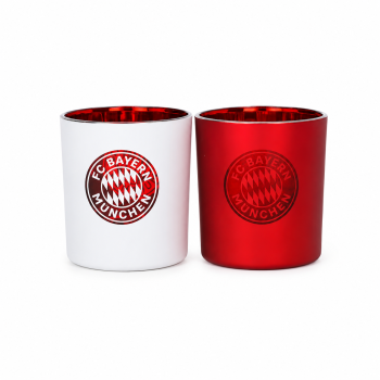 FC Bayern München Windlicht 2er-Set Rot/Weiß aus Glas