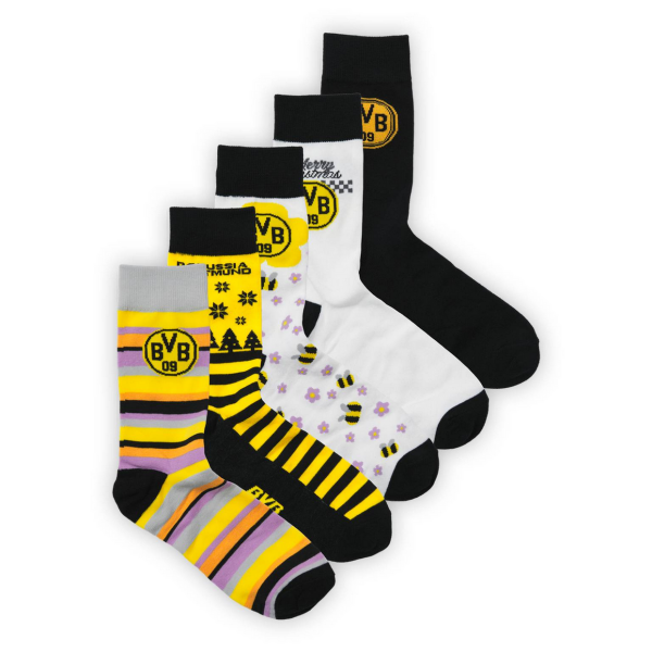 Borussia Dortmund BVB Sockenkalender 2025 Gr. 39-44 – 12 Paar