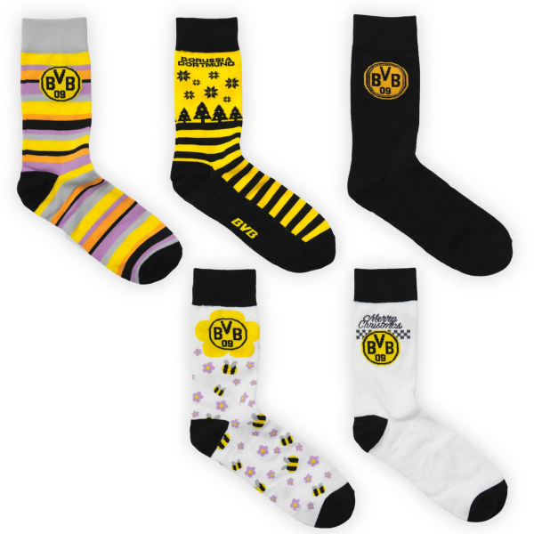 Borussia Dortmund BVB Sockenkalender 2025 Gr. 39-44 – 12 Paar