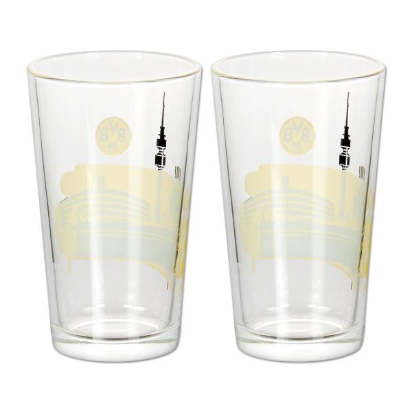 Borussia Dortmund BVB Wasserglas Skyline 2er Set 200 ml