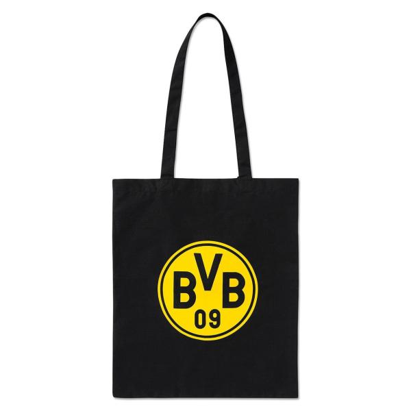 Borussia Dortmund BVB Baumwoll-Tragetasche Schwarz 43 x 37 cm GOTS