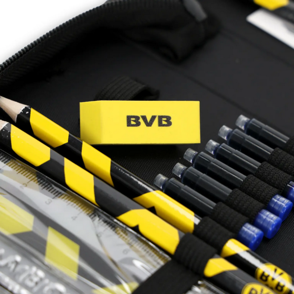 Borussia Dortmund BVB Schüleretui 2025 gefüllt mit Buntstiften