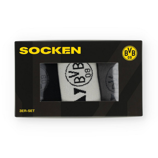 Borussia Dortmund BVB Socken Geschenkset 3er Pack Gr. 39-46