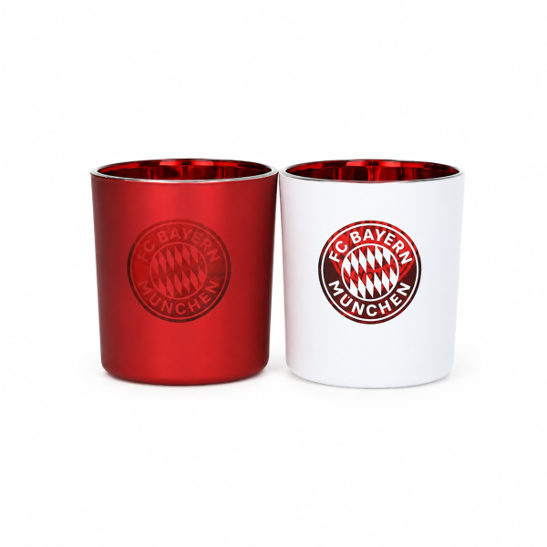 FC Bayern München Windlicht 2er-Set Rot/Weiß aus Glas
