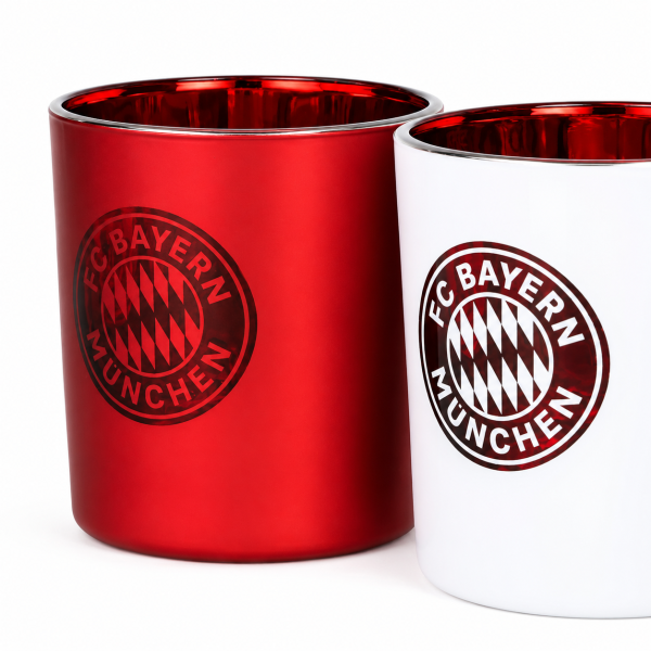 FC Bayern München Windlicht 2er-Set Rot/Weiß aus Glas